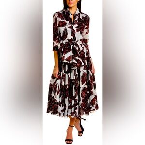 Samantha Sung Floral Print Midi Dress, Size 10